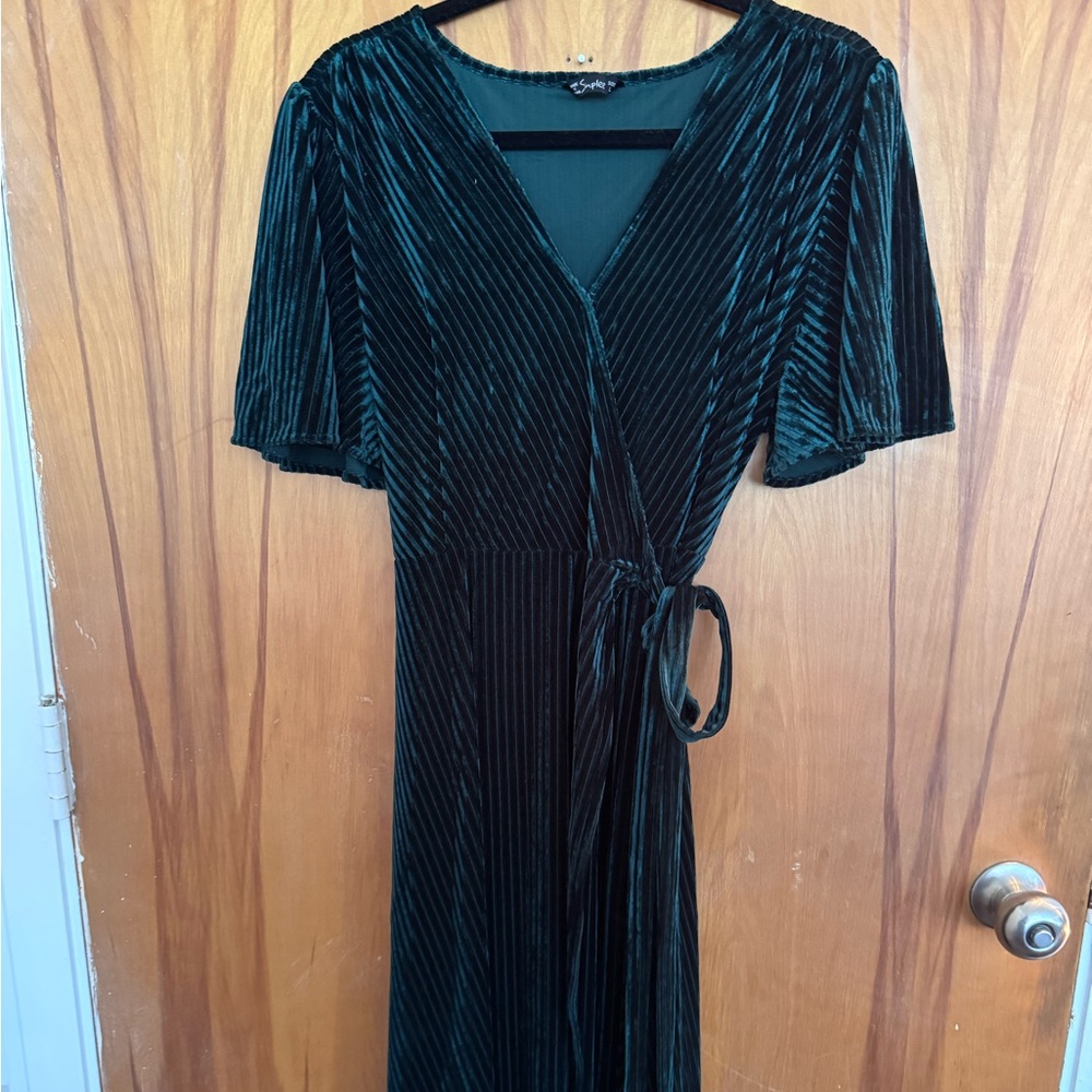 Corduroy emerald dress
